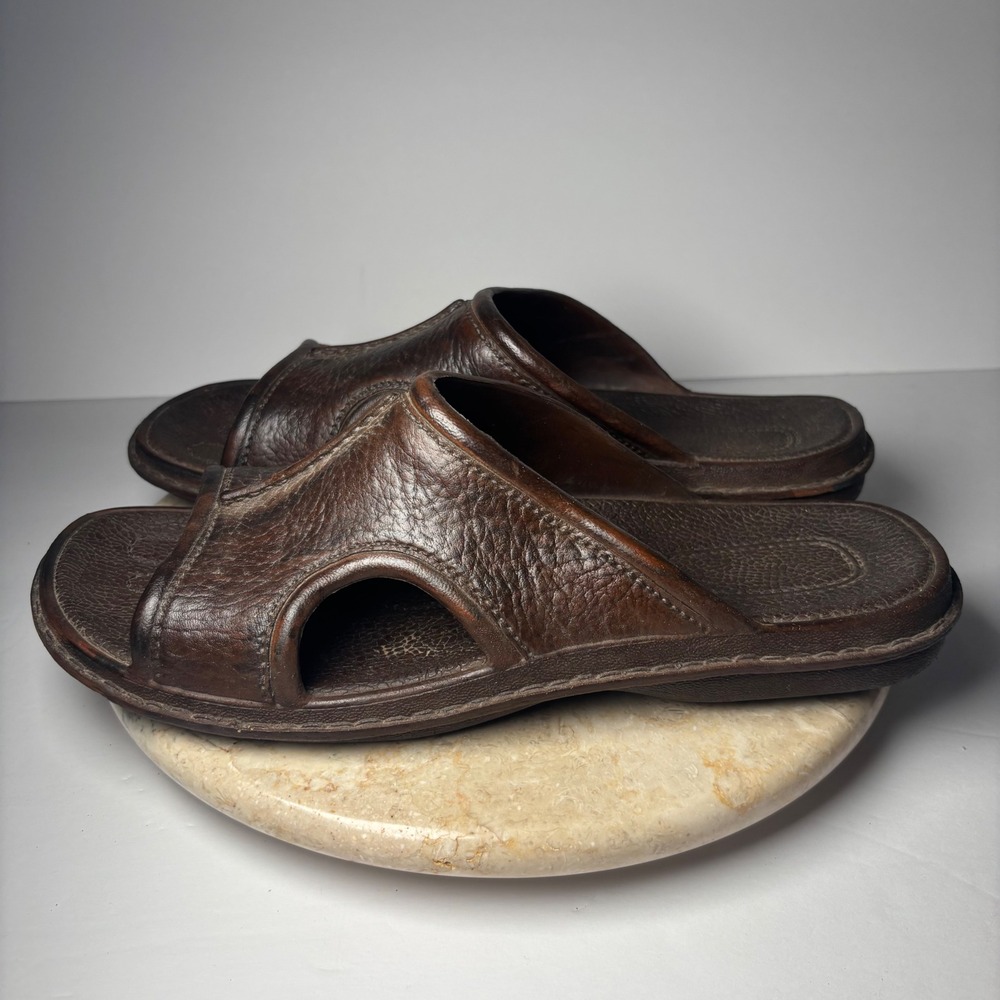 Pali Hawaii Sandals Size 12 Brown Classic Turtle Logo Slide Sandals Mens - Picture 3 of 6
